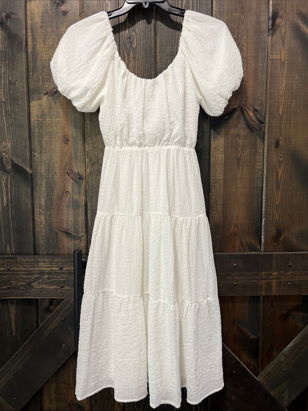 ASTR the Label White Chamomile Tiered Puff Midi Dress XS Bubble Gauzy Cottage